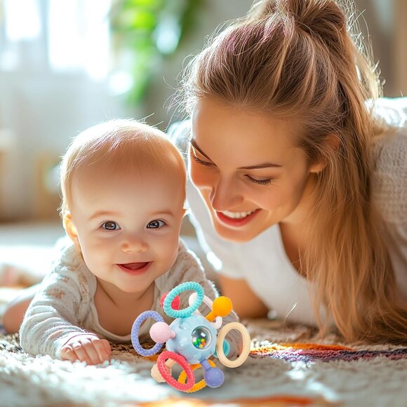 Montessori Teething Toys for Babies 0-6 6-12 Months, Baby Teether Sensory Toys - Picture 2 of 7